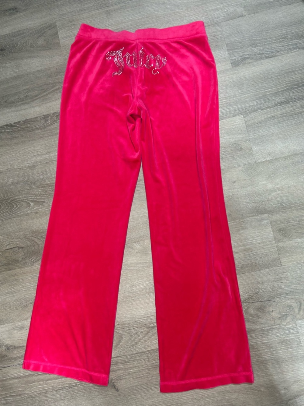 Juicy Couture fuchsia pink rhinestone spell out wide leg Sz M